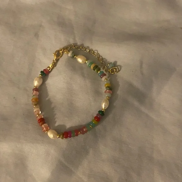 Colorful Beaded Bracelet with Gold Accents - Picture 2 of 2